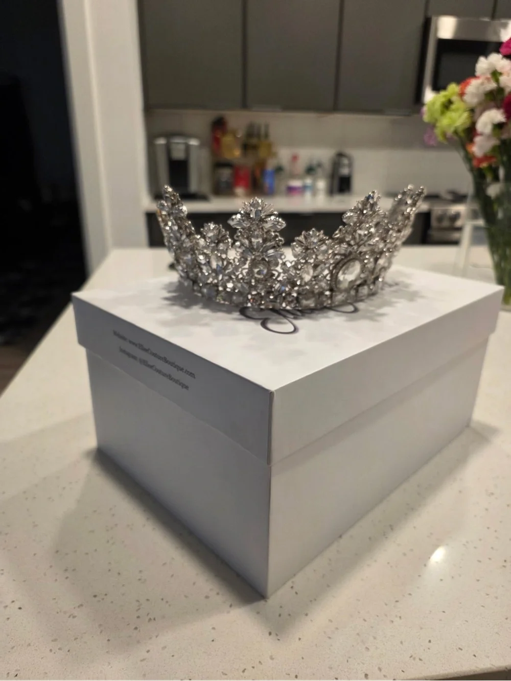 Silver Crystal Tiara Crown - Elegant Women's Accessory